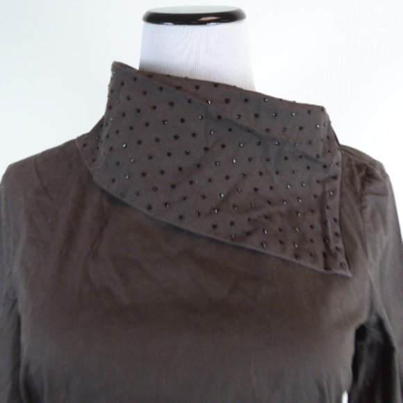 Moschino jeans studded Gray top i42 8 high neck runs small xs - Picture 1 of 9
